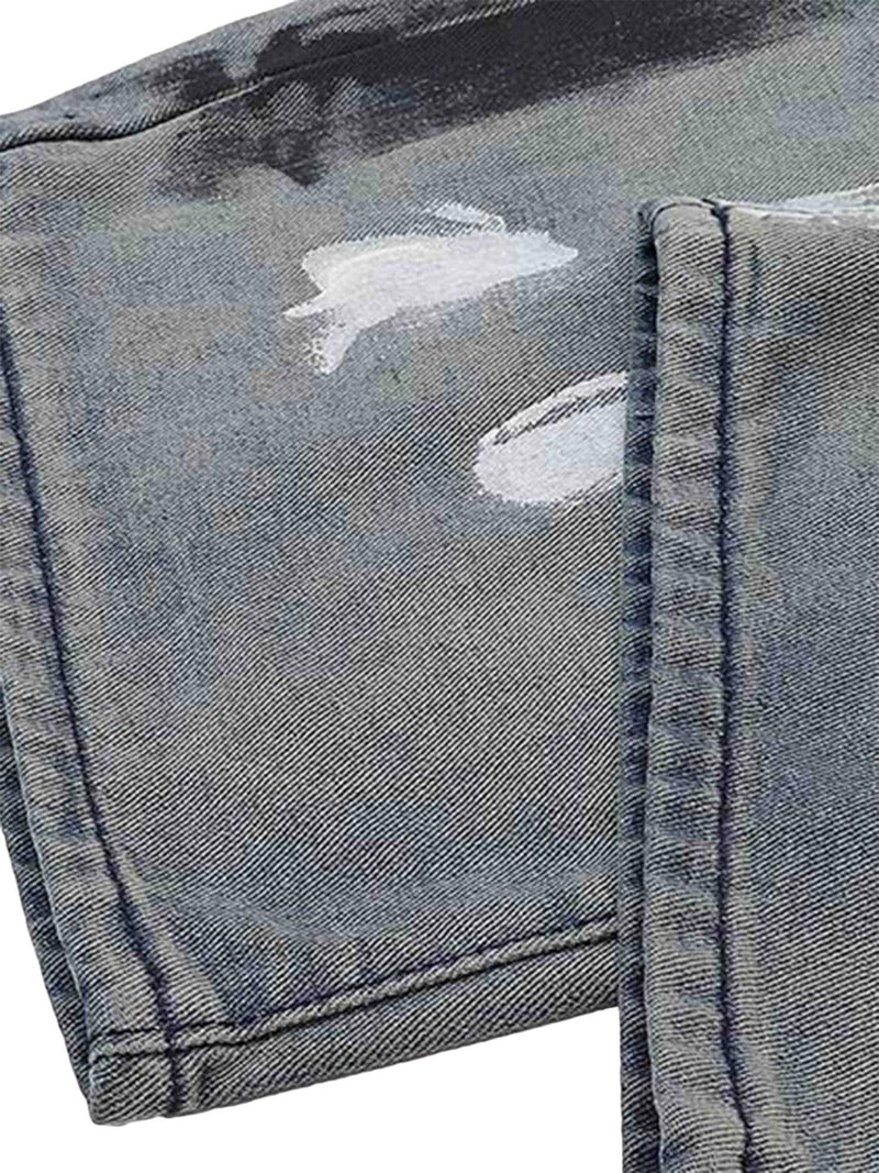 Vintage Ink Splash Washed And Distressed Jeans