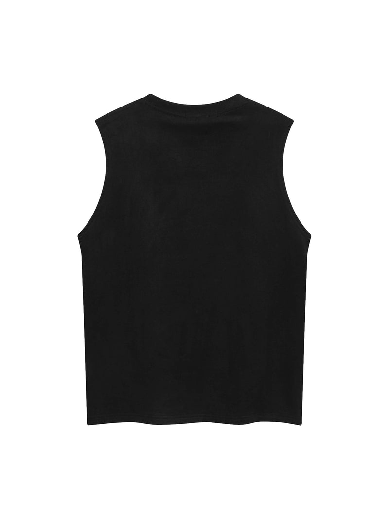 High Street Gothic Letter Print Suede Tank Top