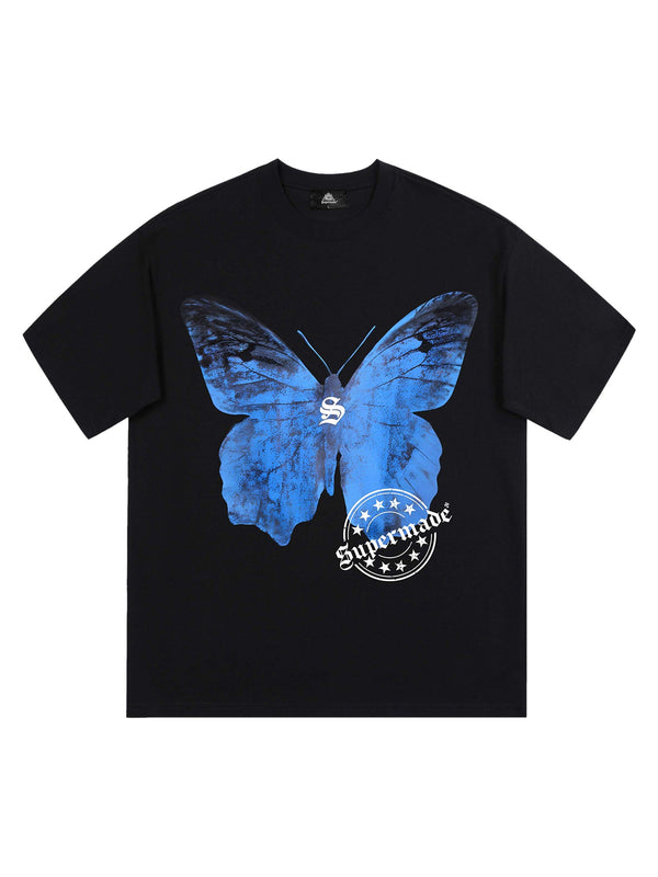 Street Hip-Hop Butterfly Stamp T-shirt