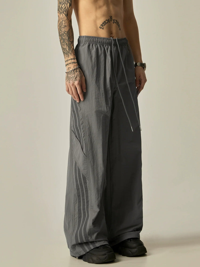 Wide-Leg Athletic Stripe Pants