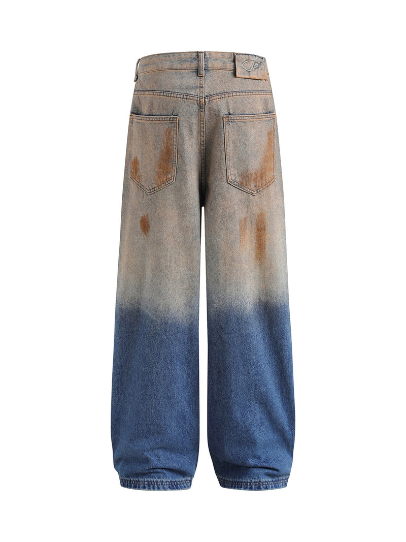 Retro Ripped Washed Patina Street Hip-Hop Jeans