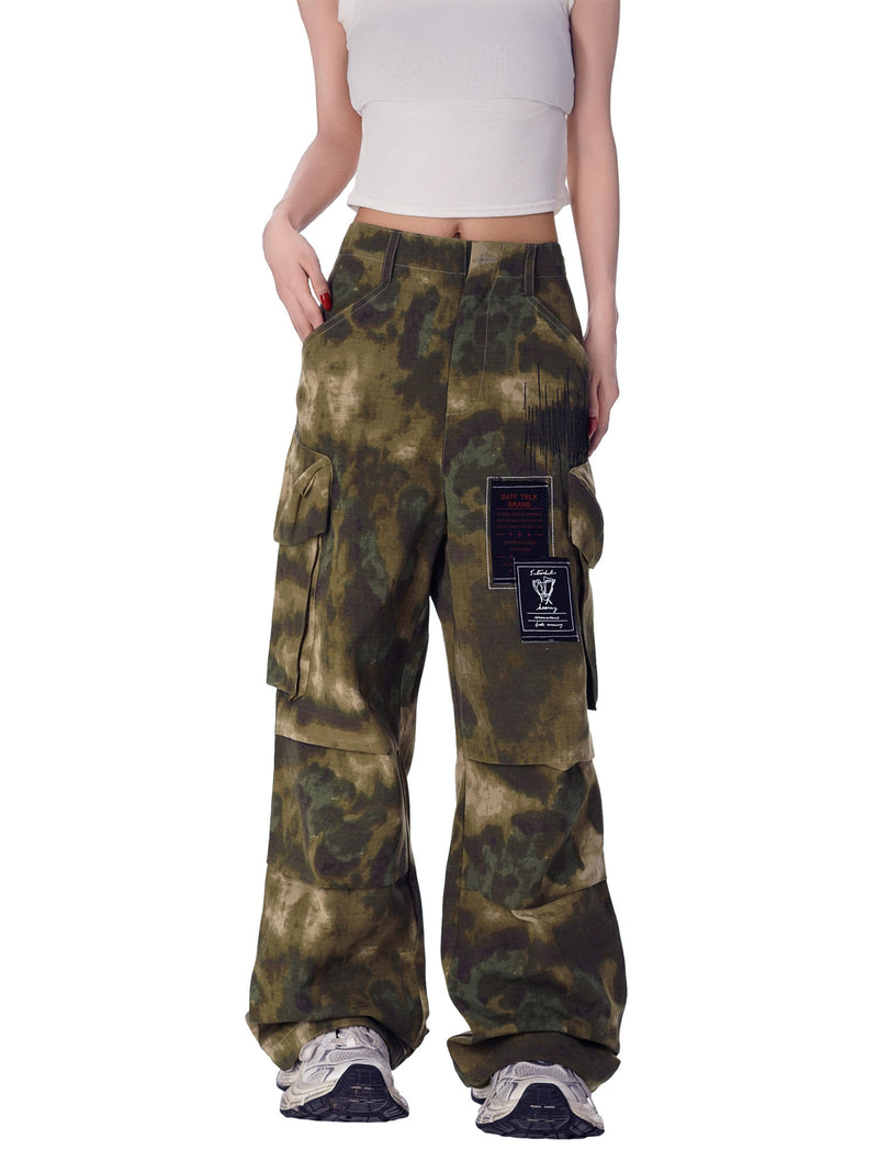 High Street Badge Camouflage Multi-Pocket Pants