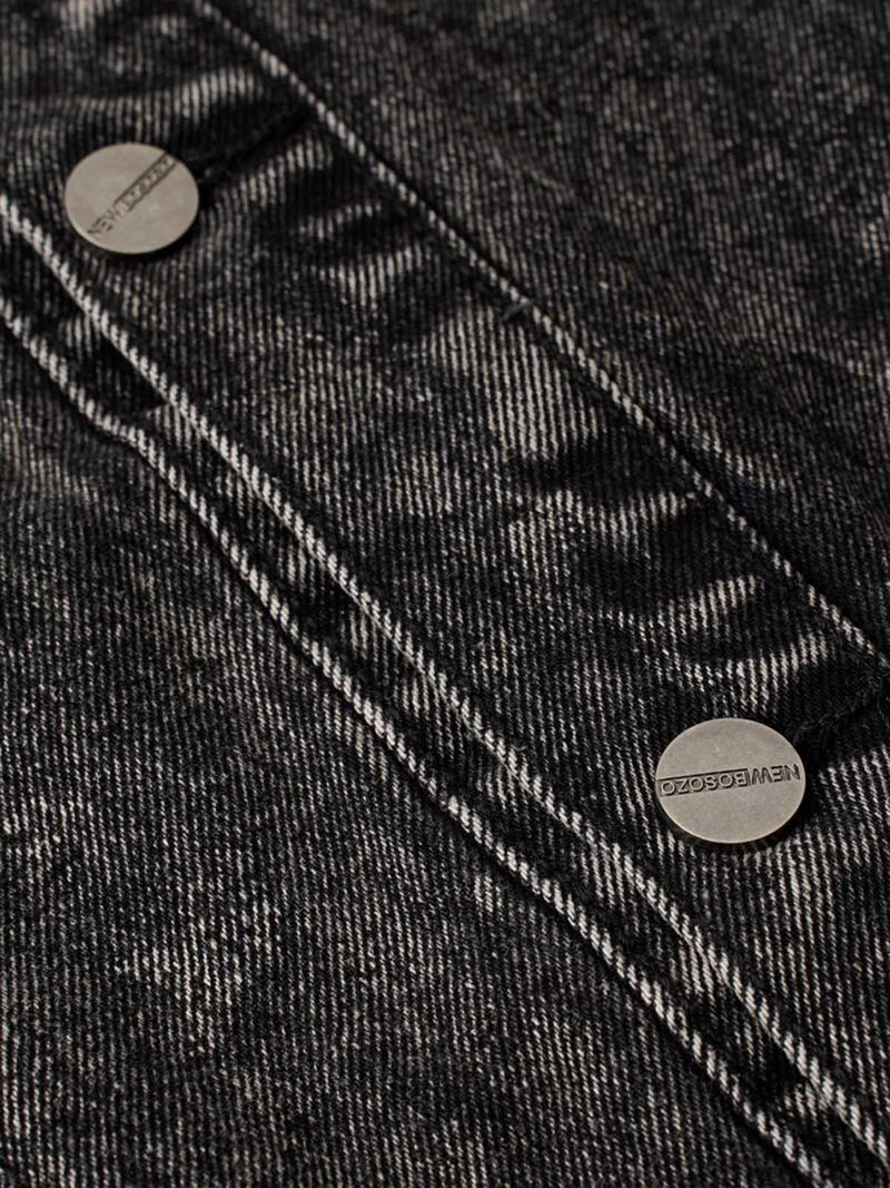 Raw Edge split Washed Denim Vest