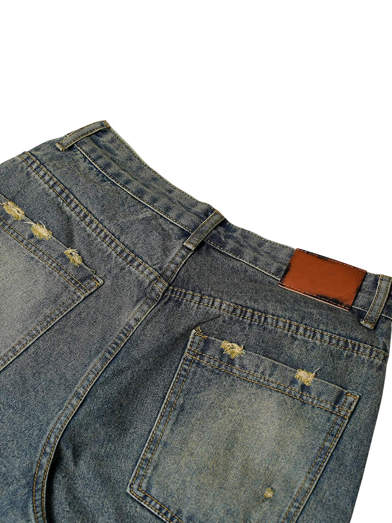 High Street Washed Distressed Denim Shorts