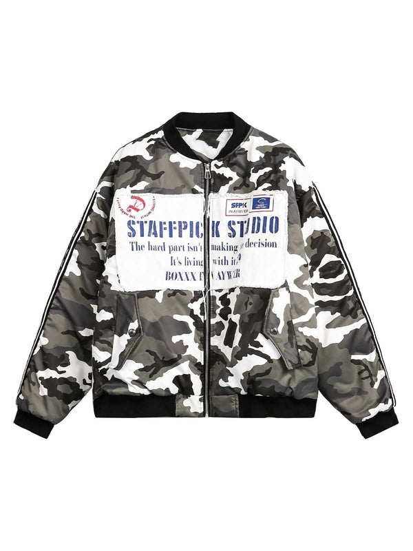 Camouflage Patch Bomber Jacket