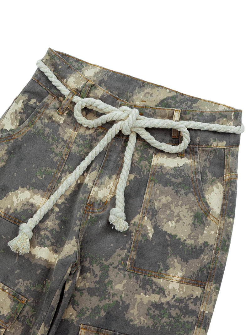 Camo Baggy Wide Leg Pockets Cargo Pants