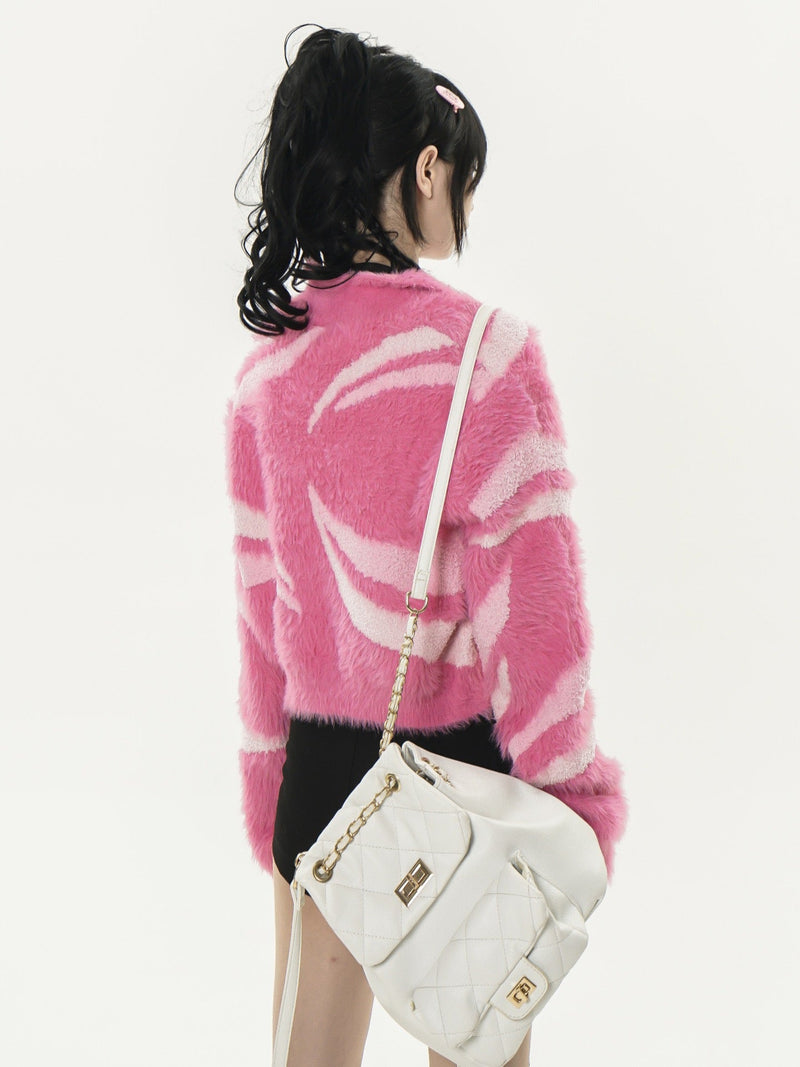 Crop Knit Fuzzy Sweater