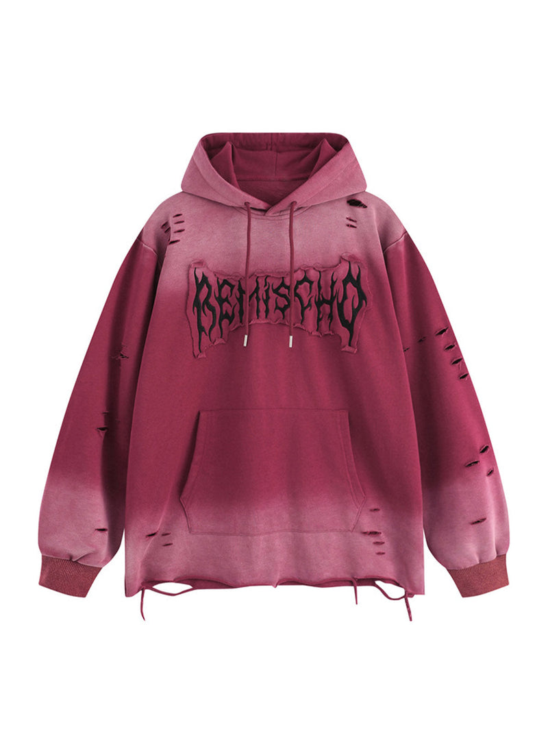 Destroyed Embroidered Gradient Hoodie