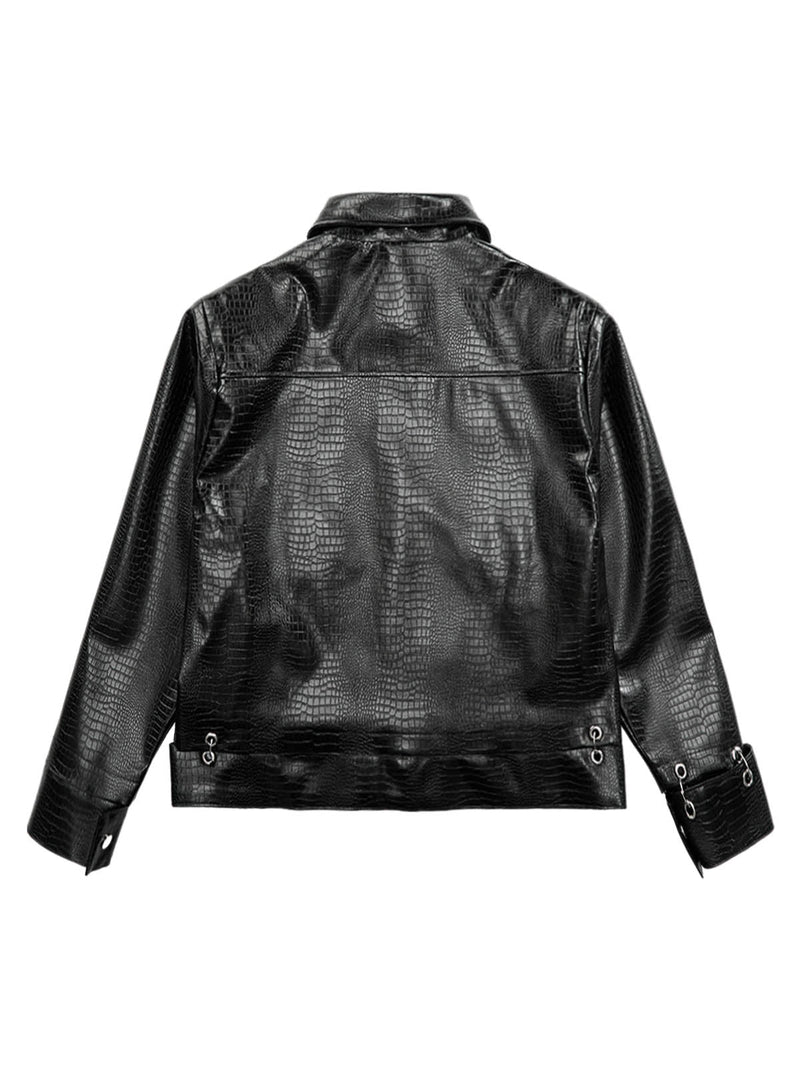 Shoulder Pad PU Leather Jacket