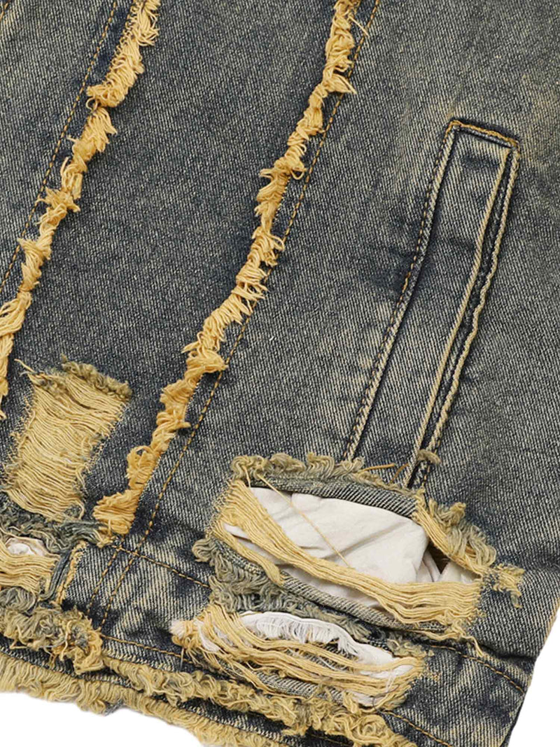 Raw Edge Distressed Denim Set