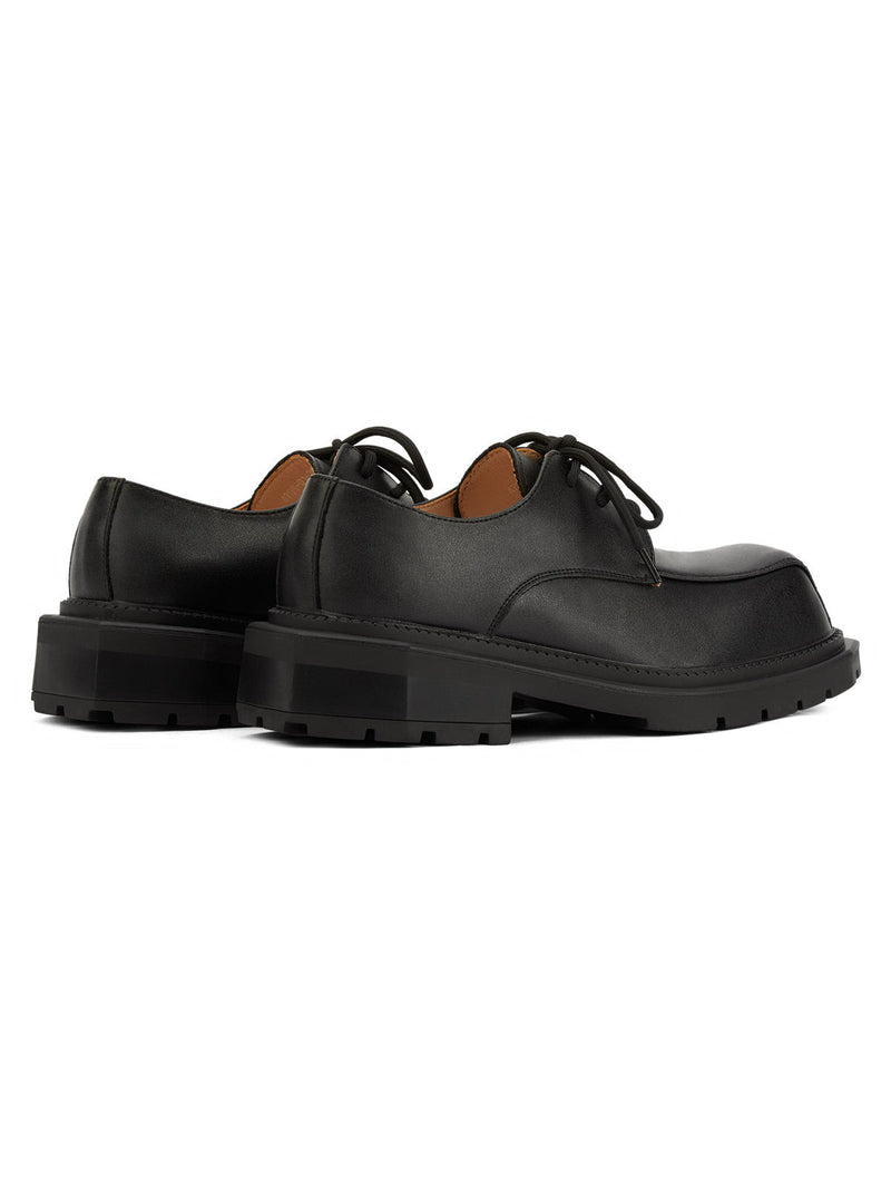 Black Square Toe Leather Shoes