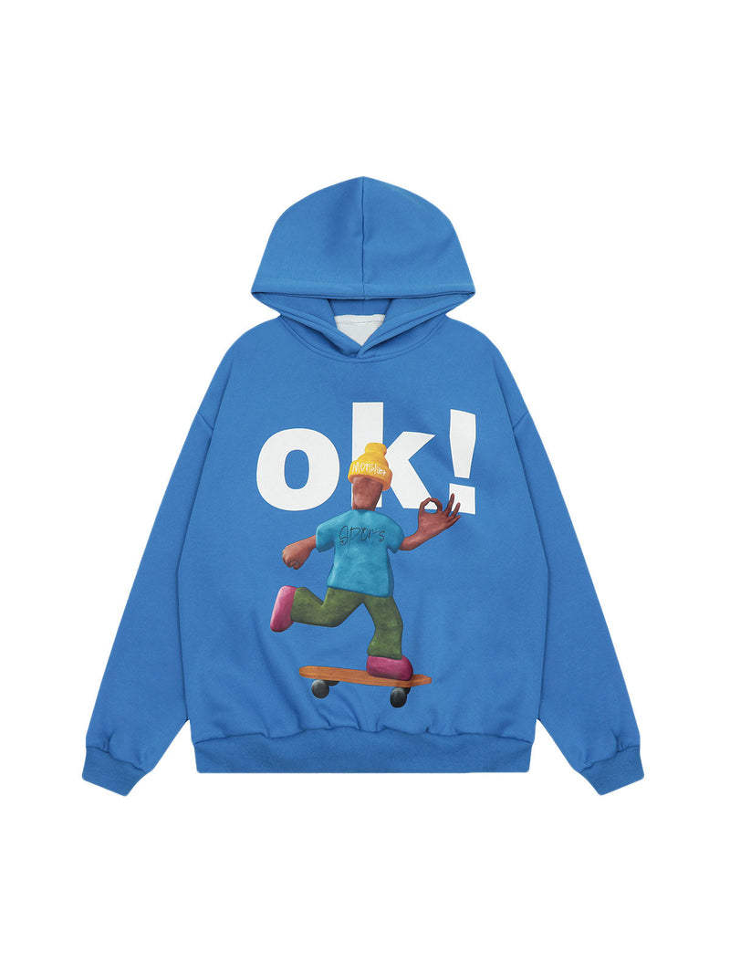 Skateboard Character Printed Hoodie