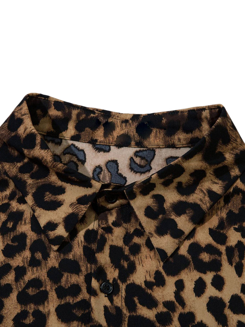 Vintage Wild Leopard Print Button-Up Shirt