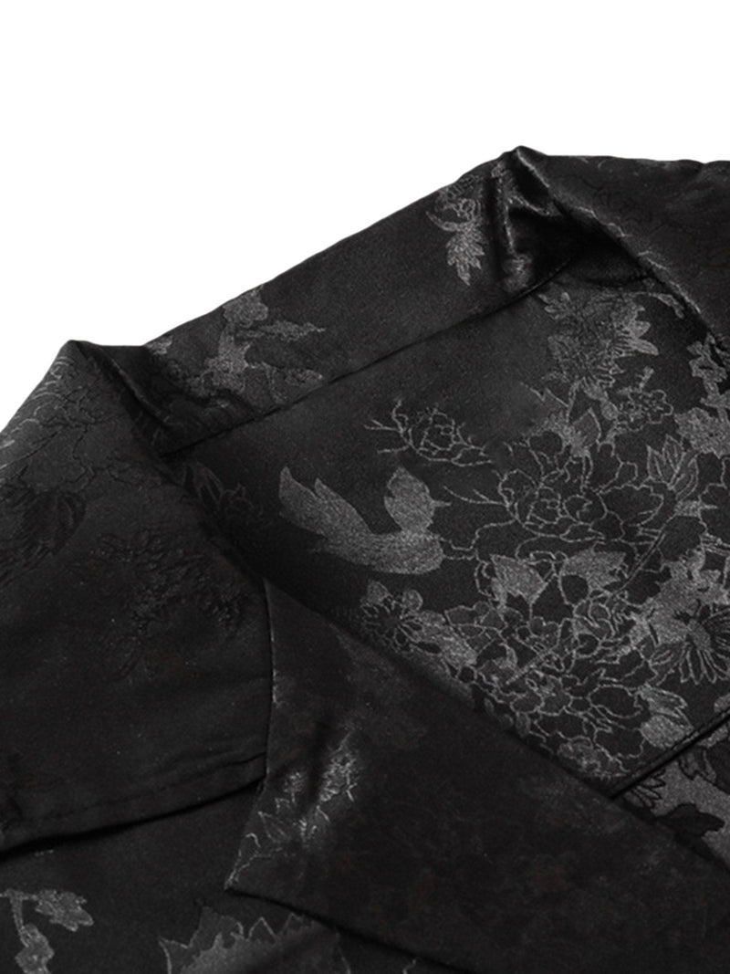 Leaves Pattern  Black Vintage Shirts