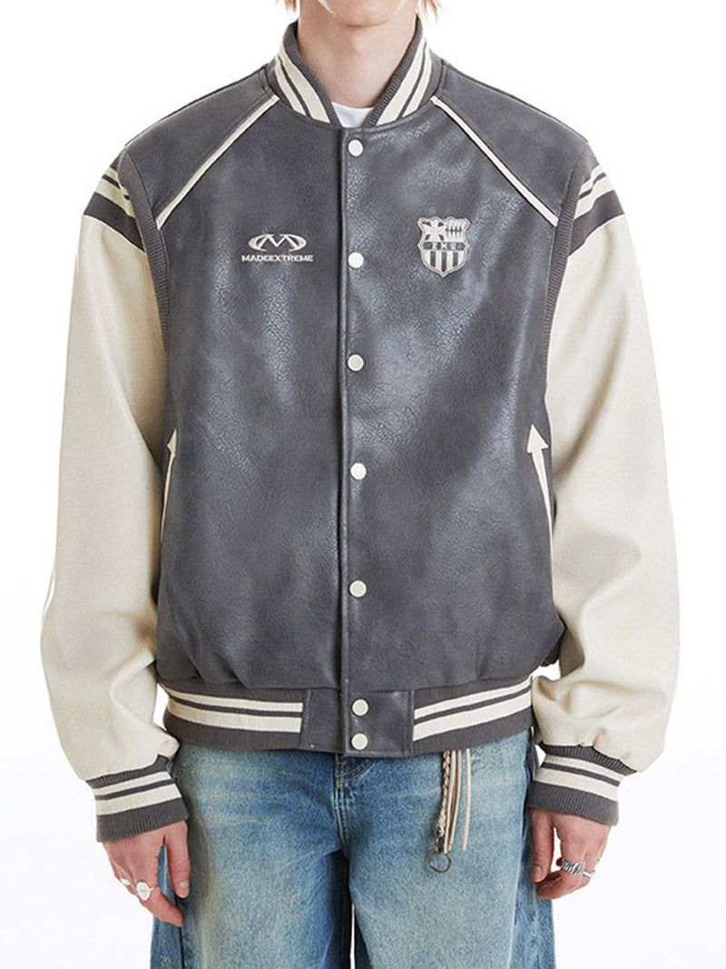 Retro Badge Embroidery Bomber Jacket