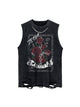 Metal Embellished Rose Washed Distressed Tank Top