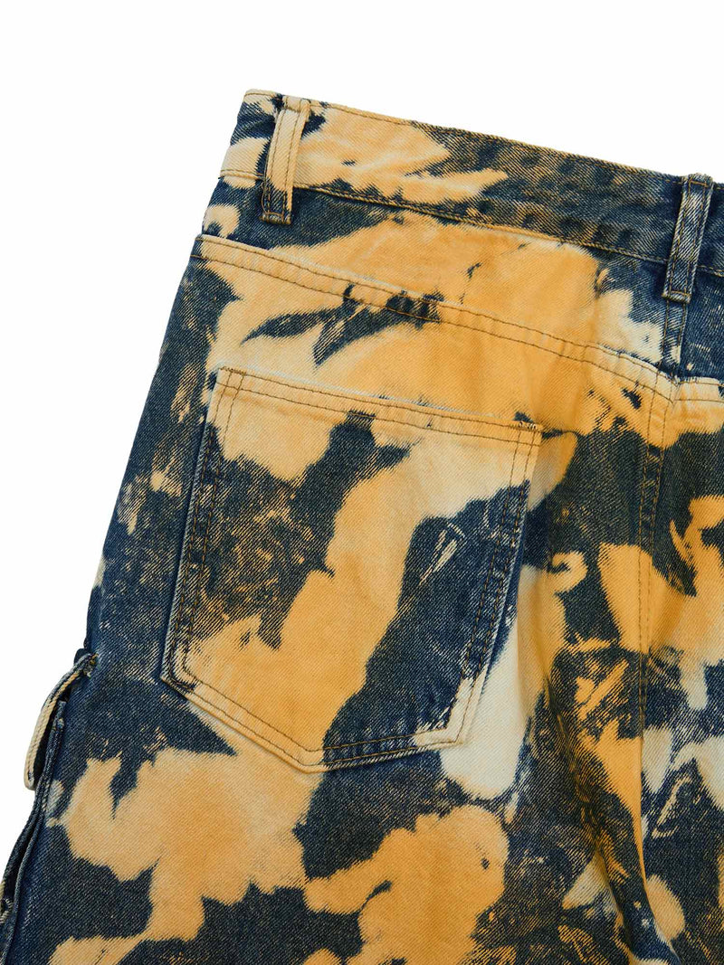 Tie-dye Waste Style Camouflage Cargo Jeans