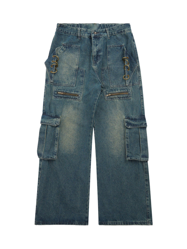 High Street Heavy Duty Design Multi-pocket Jeans