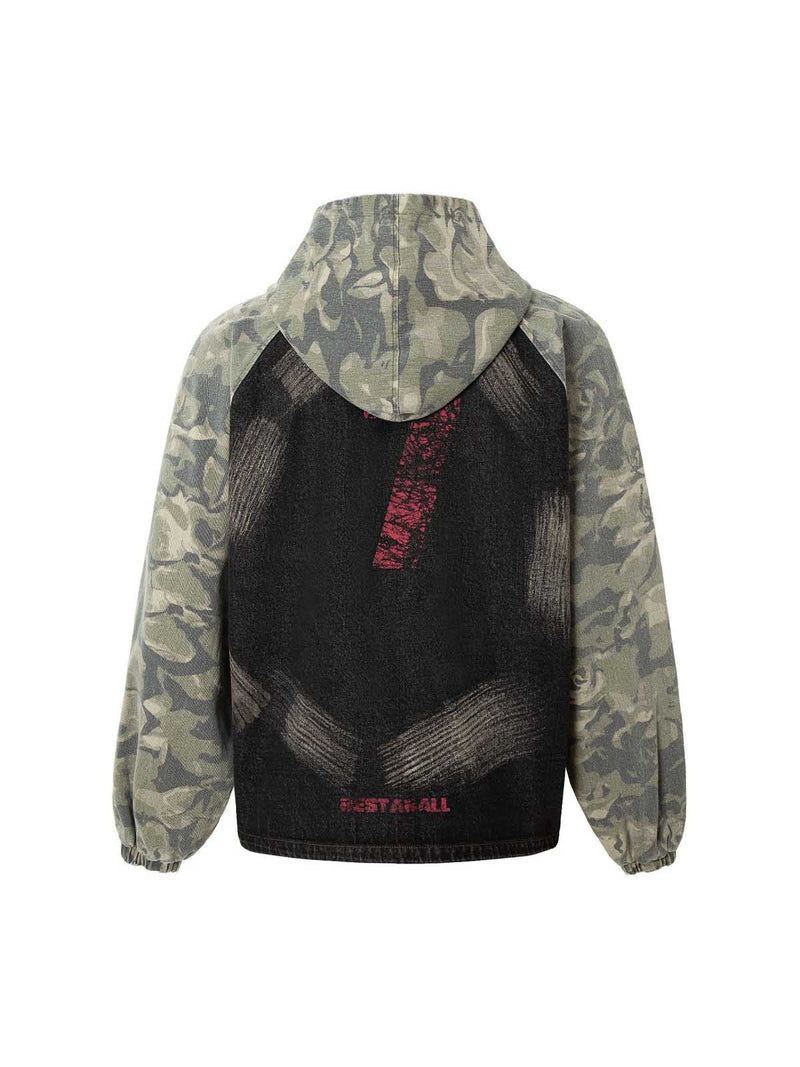 Graffiti Camouflage Patchwork Hooded Jacket