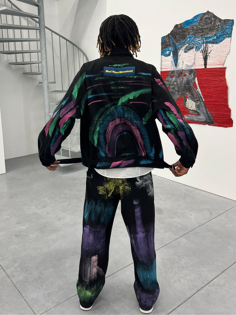 Hip-hop Hand-painted Graffiti Denim Jacket