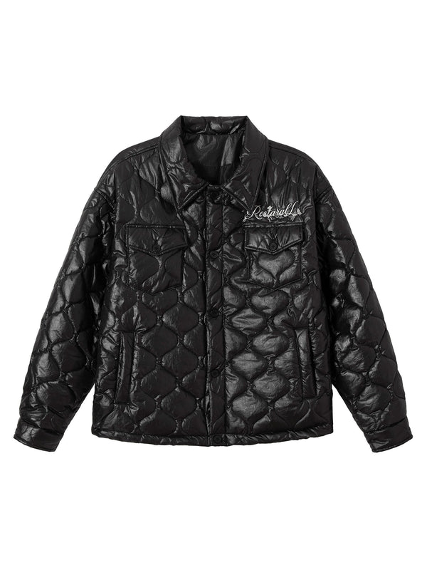 Diamond Quilted Letter Embroidery Quilted Jacket