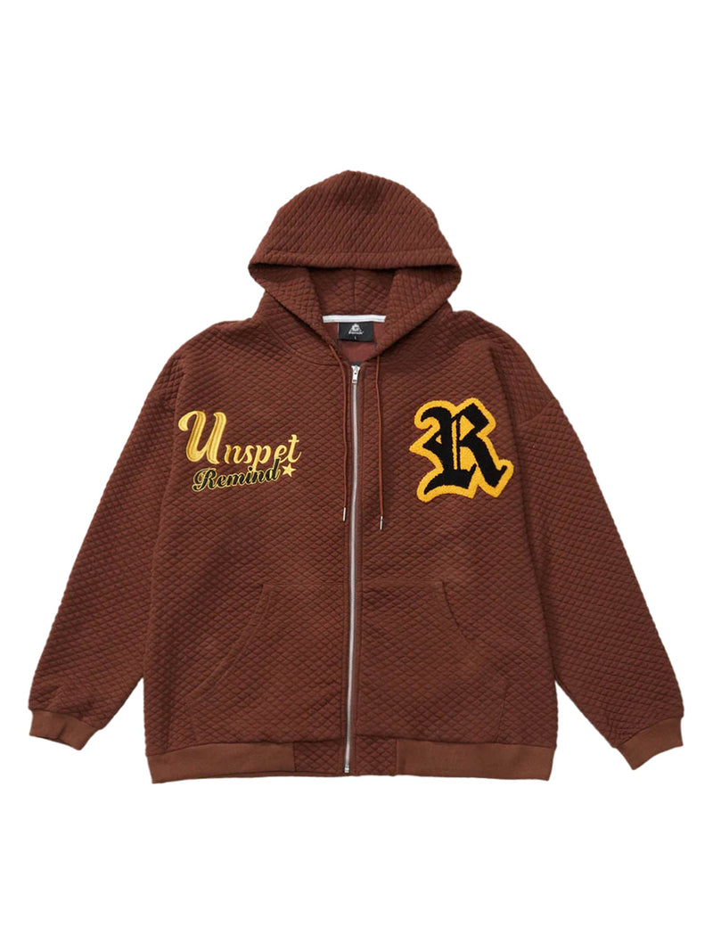 Letter Embroidered Hoodie Jacket