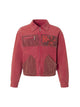 Letter Patchwork Zip UP Corduroy Jacket