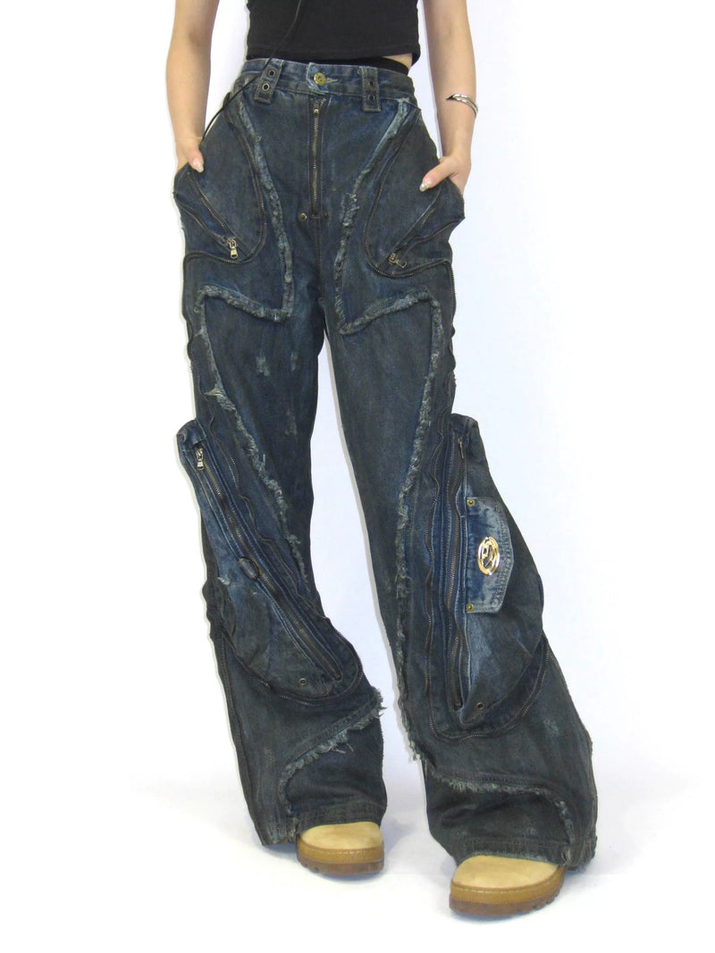 Wasteland Style Washed Straight Leg Jeans