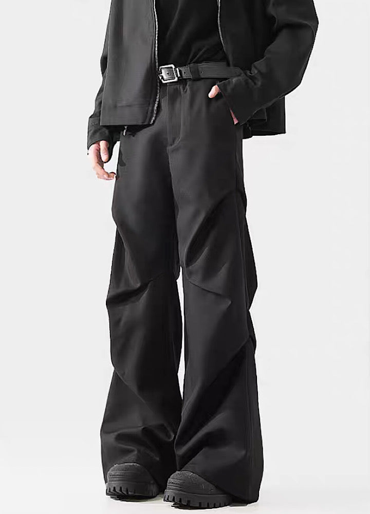 Black Avant-Garde Wide-Leg Utility Pants - chiclara