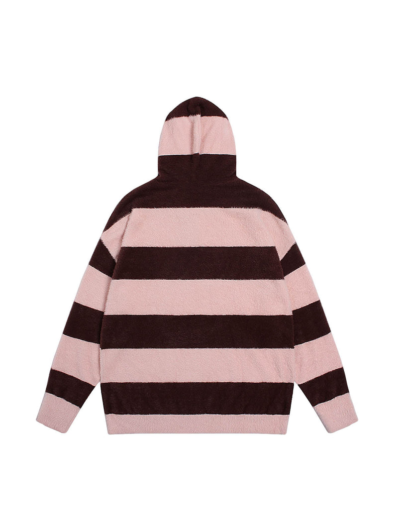 Hooded Striped Knit Sweater