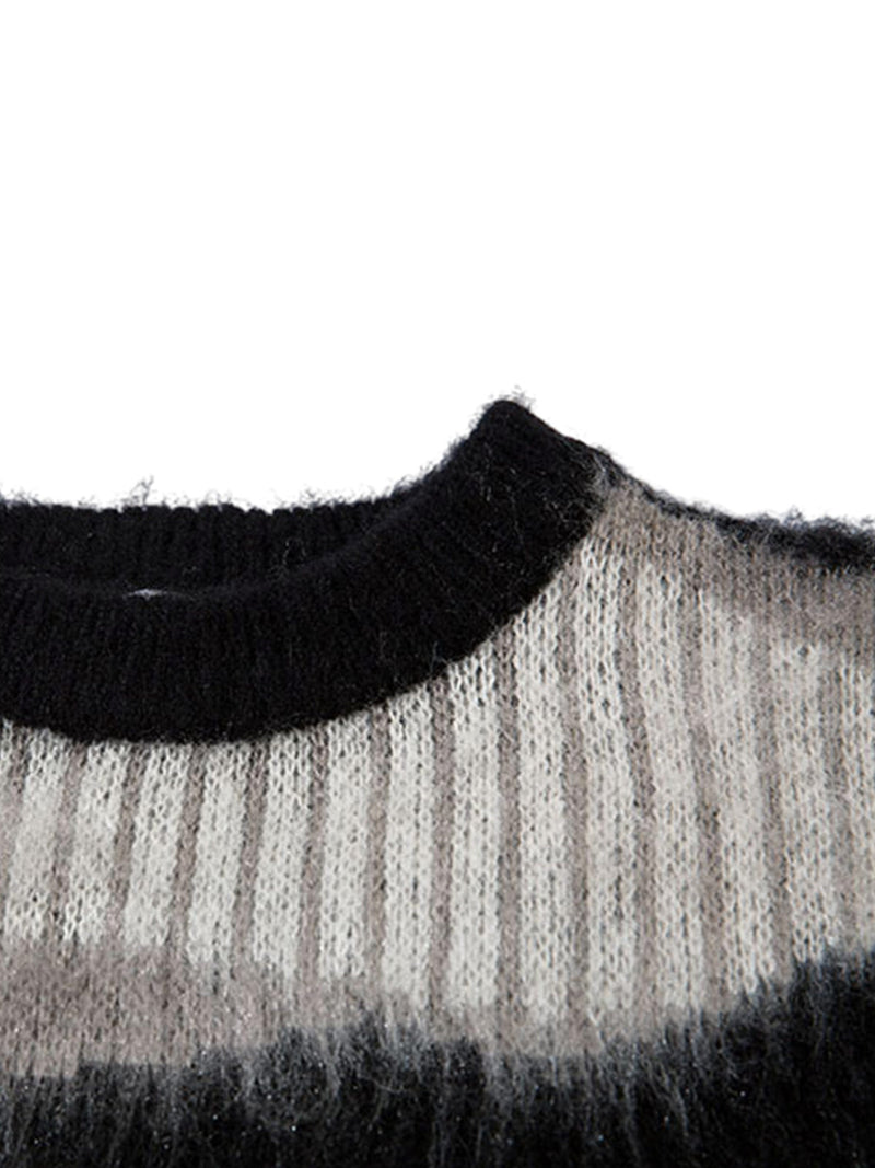 Abstract Mohair Crew Neck Sweater