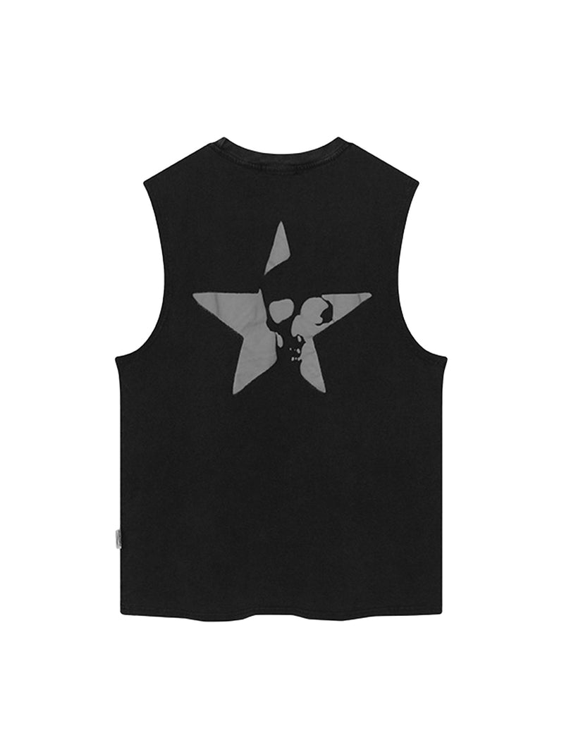 Retro Hip-hop Foam Printed Star Vest