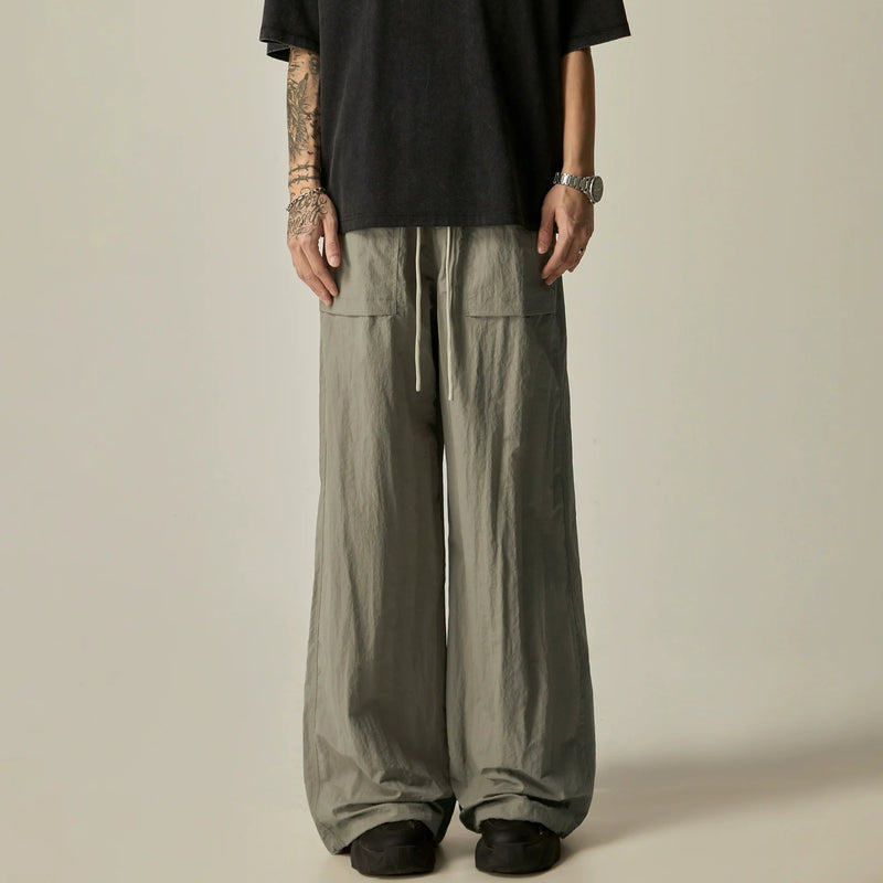 Wide-Leg Linen Drawstring Lounge Pants