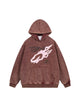 Washed Flame Printed Hooded Fleece Sweatshirt