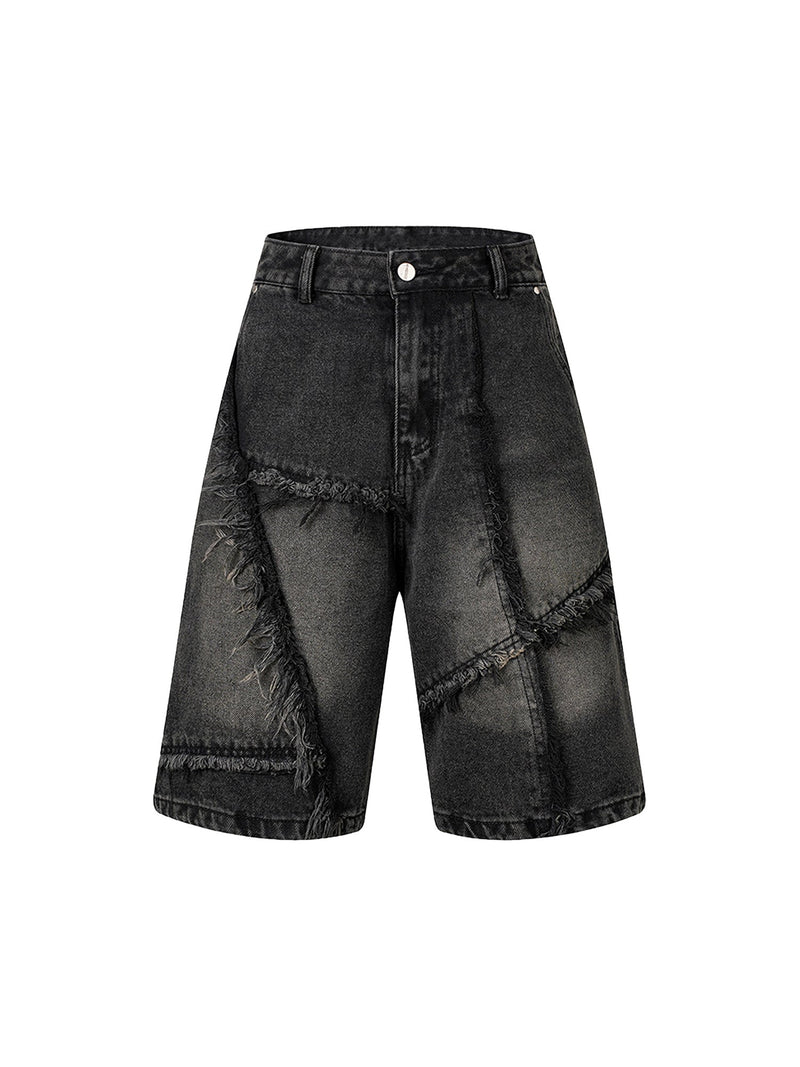 High Street Irregular Beard Denim Shorts