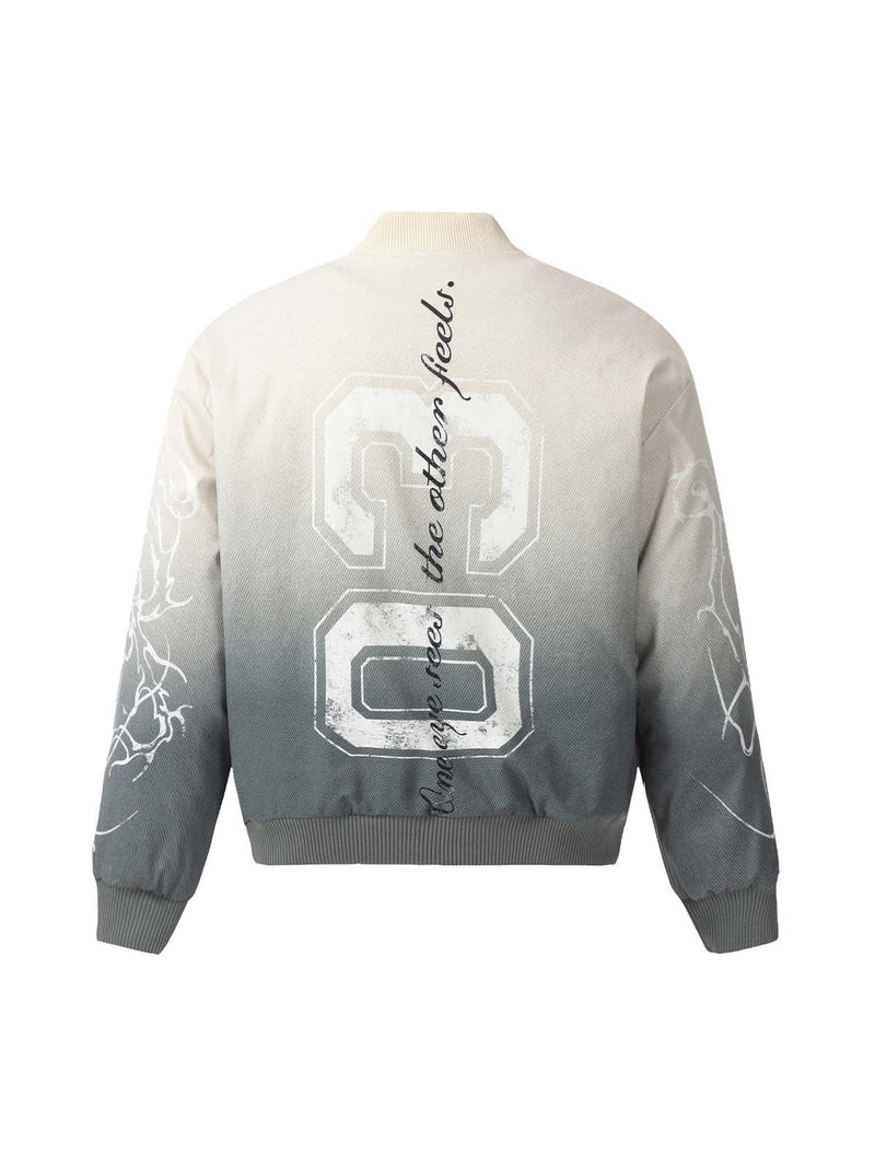 Graffiti Print Quilted Bomber Jacket