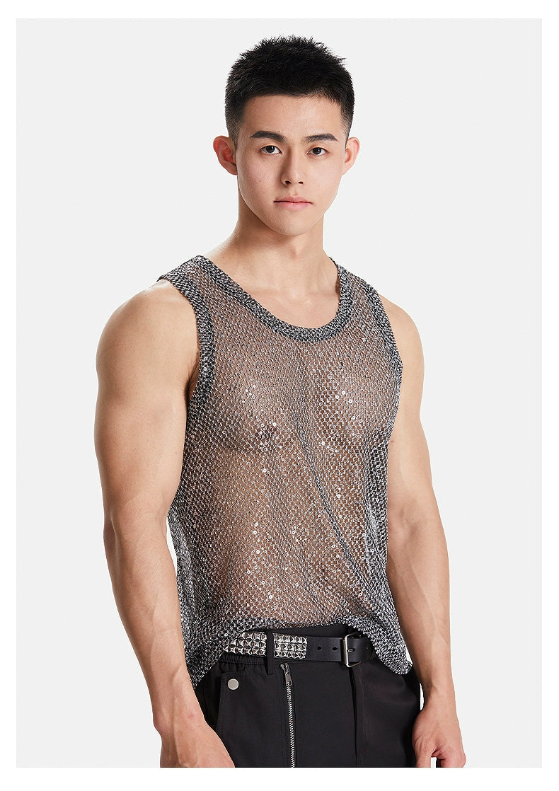 Metallic Mesh Tank Top