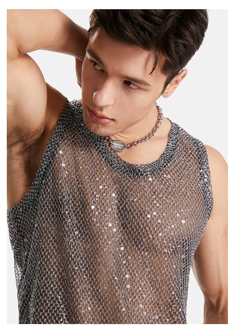 Metallic Mesh Tank Top