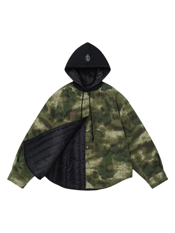 Camouflage Patchwork Hooded Jacket