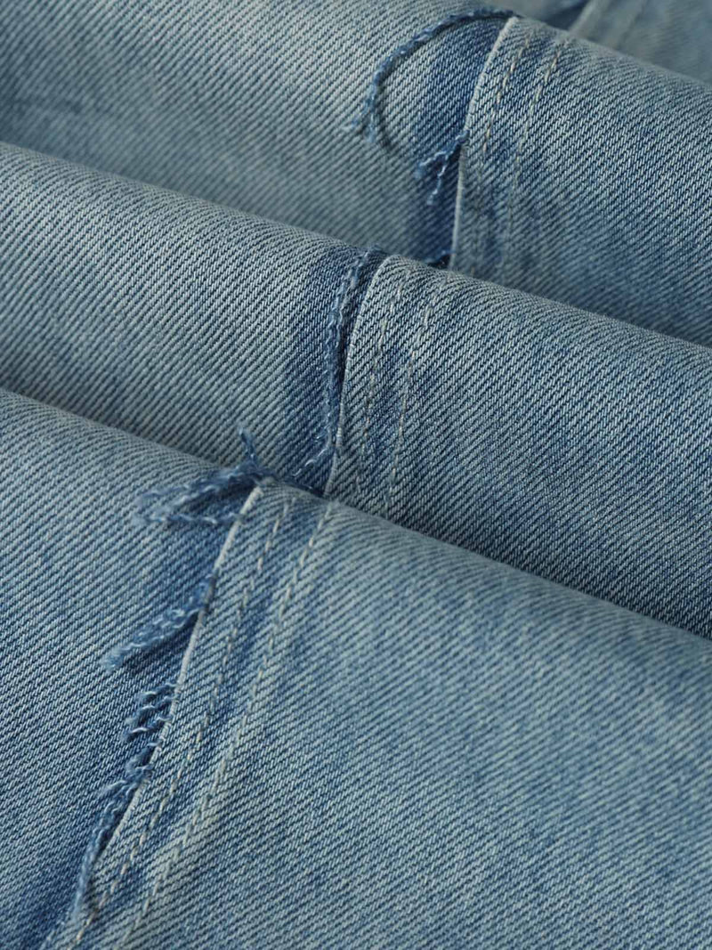 Washed Deconstructed Irregular Patchwork Straight Jeans