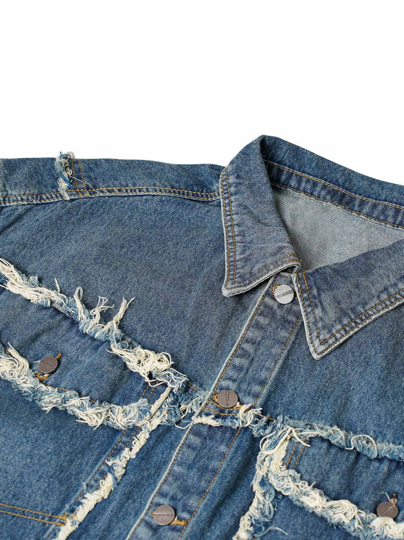 High Street Washed Raw Edge Denim Vest