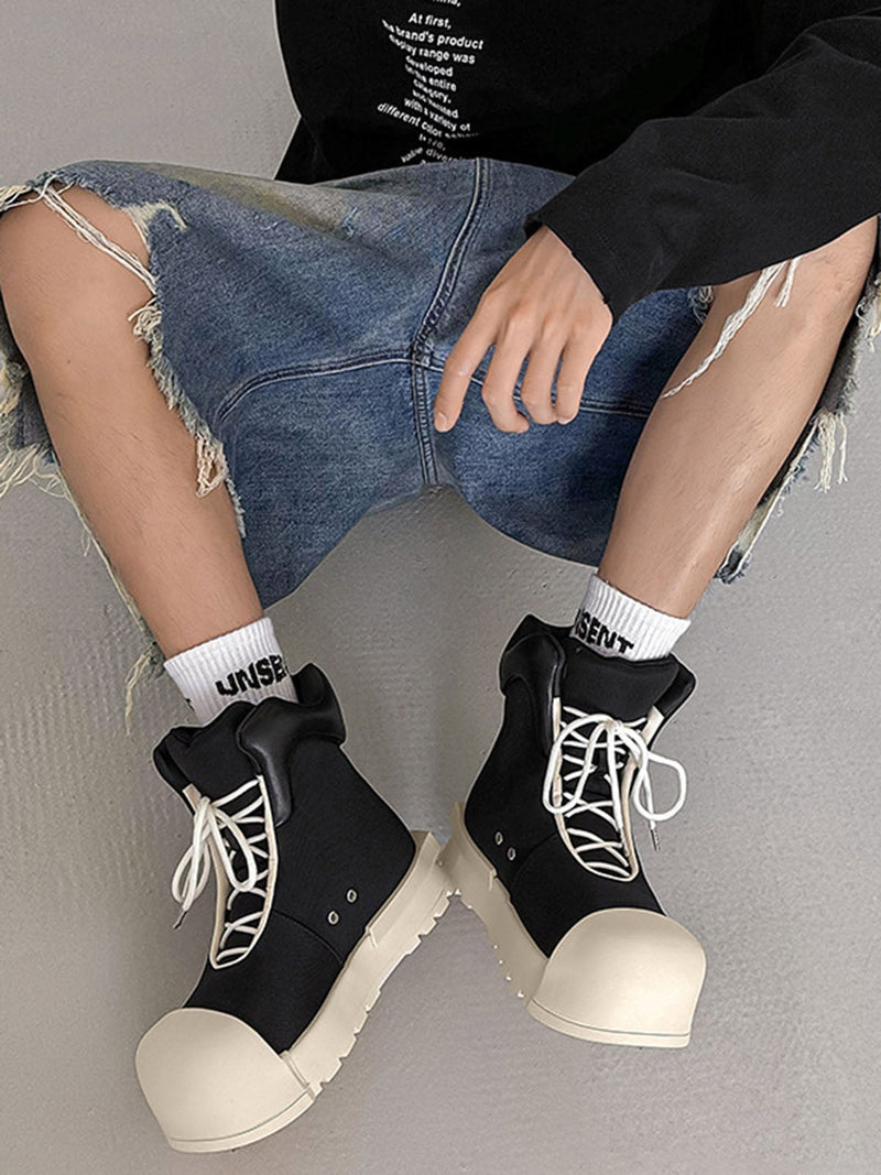 High Top Canvas Platform Sneakers