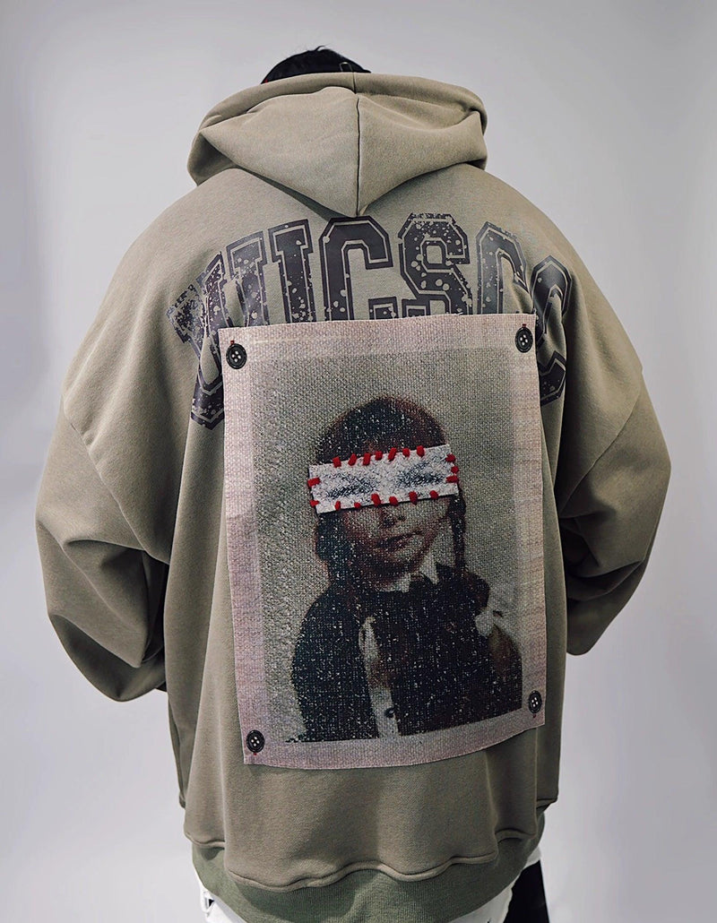 Patchwork Portrait Oversized Hoodie