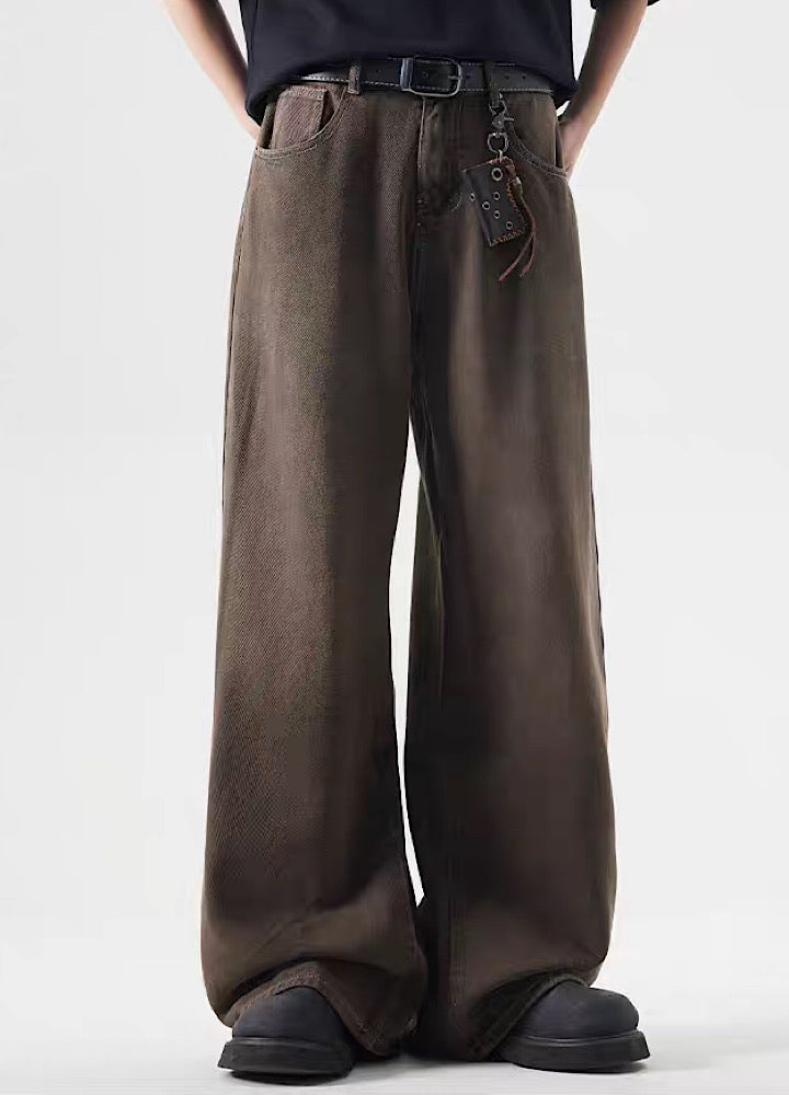 Vintage Wide-Leg Brown Jeans - chiclara