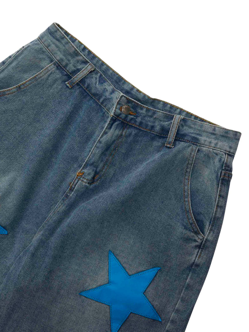 Star Embroidered Denim Shorts