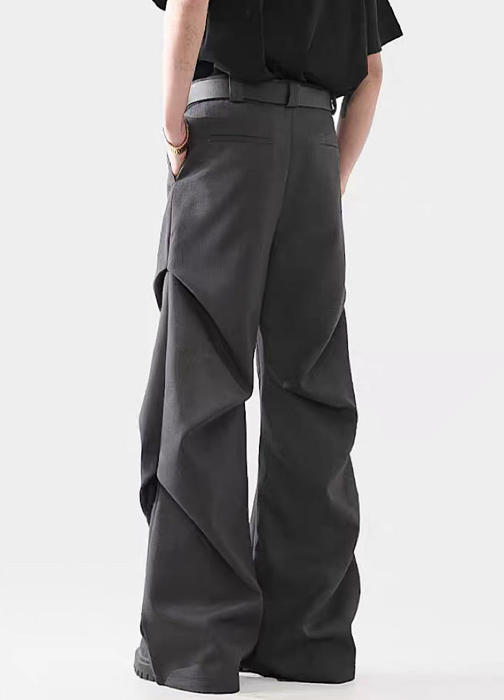 Black Avant-Garde Wide-Leg Utility Pants - chiclara