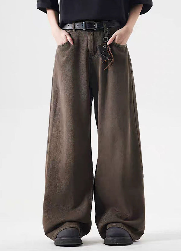 Vintage Wide-Leg Brown Jeans - chiclara