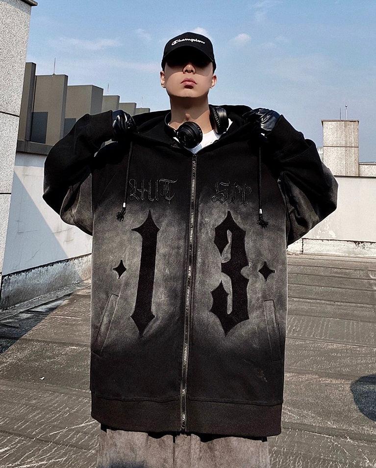 Shadow Fade Gothic Zip-Up Hoodie