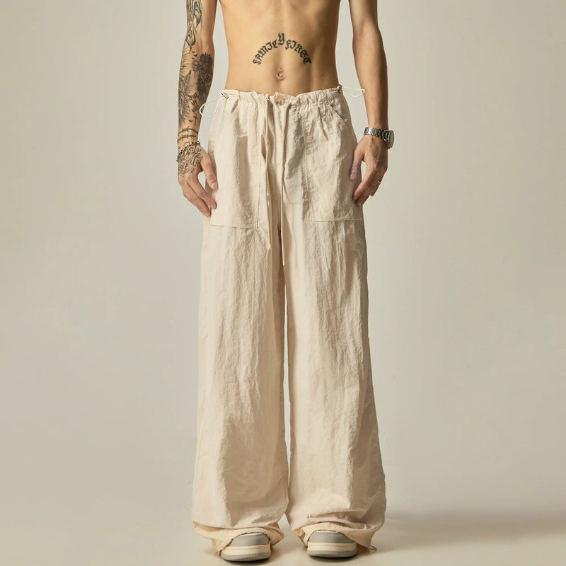 Wide-Leg Linen Drawstring Lounge Pants