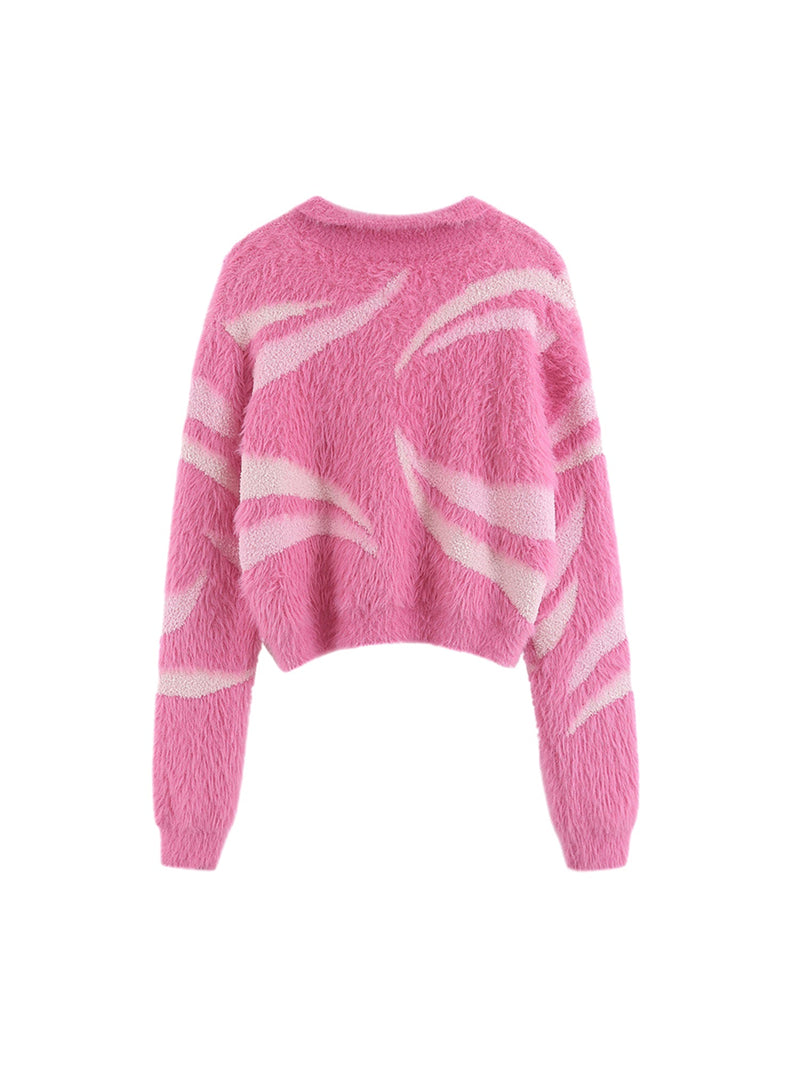 Crop Knit Fuzzy Sweater